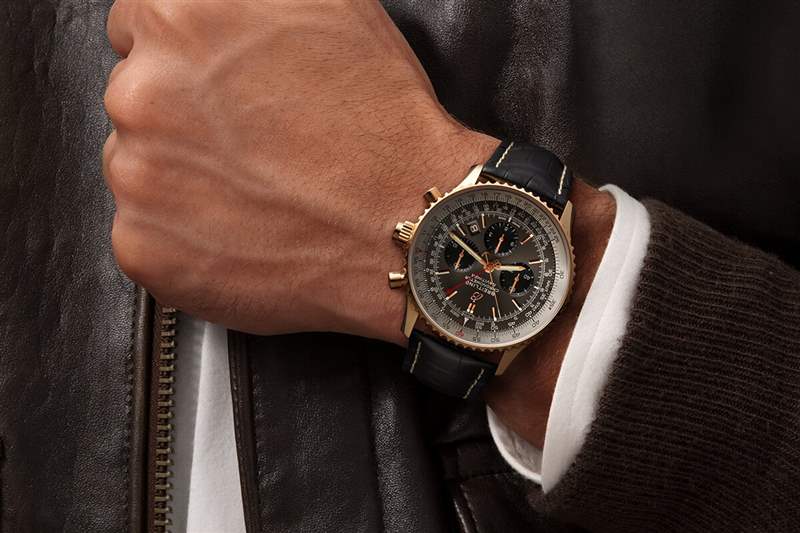 百年靈航空時計B03 Chronograph Rattrapante 45 紅金腕表-復刻表