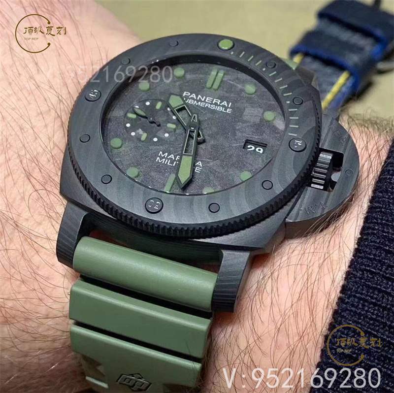 逢綠必火:VS廠沛納海961碳纖維復(fù)刻表,47mm軍綠色-復(fù)刻表