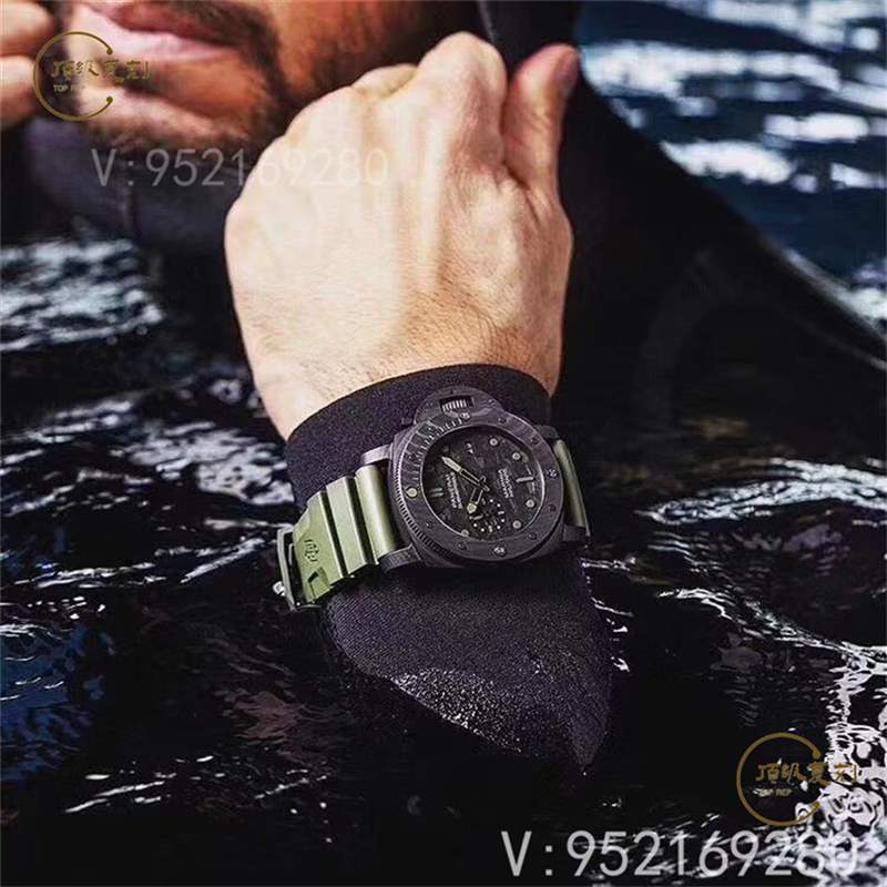 逢綠必火:VS廠沛納海961碳纖維復(fù)刻表,47mm軍綠色-復(fù)刻表