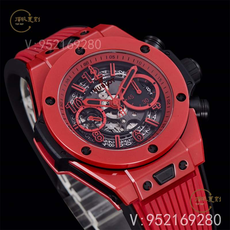 彩色陶瓷工藝展現(xiàn)-BBF廠宇舶恒寶big bang大爆炸法拉利紅色復(fù)刻表-復(fù)刻表