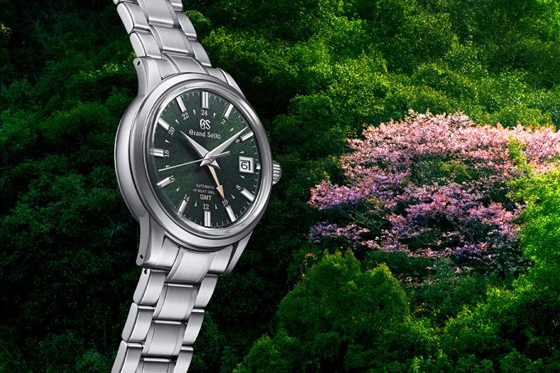 精工表Elegance GMT四季系列山丘湖泊山脈靈感來源設計的表盤-復刻表