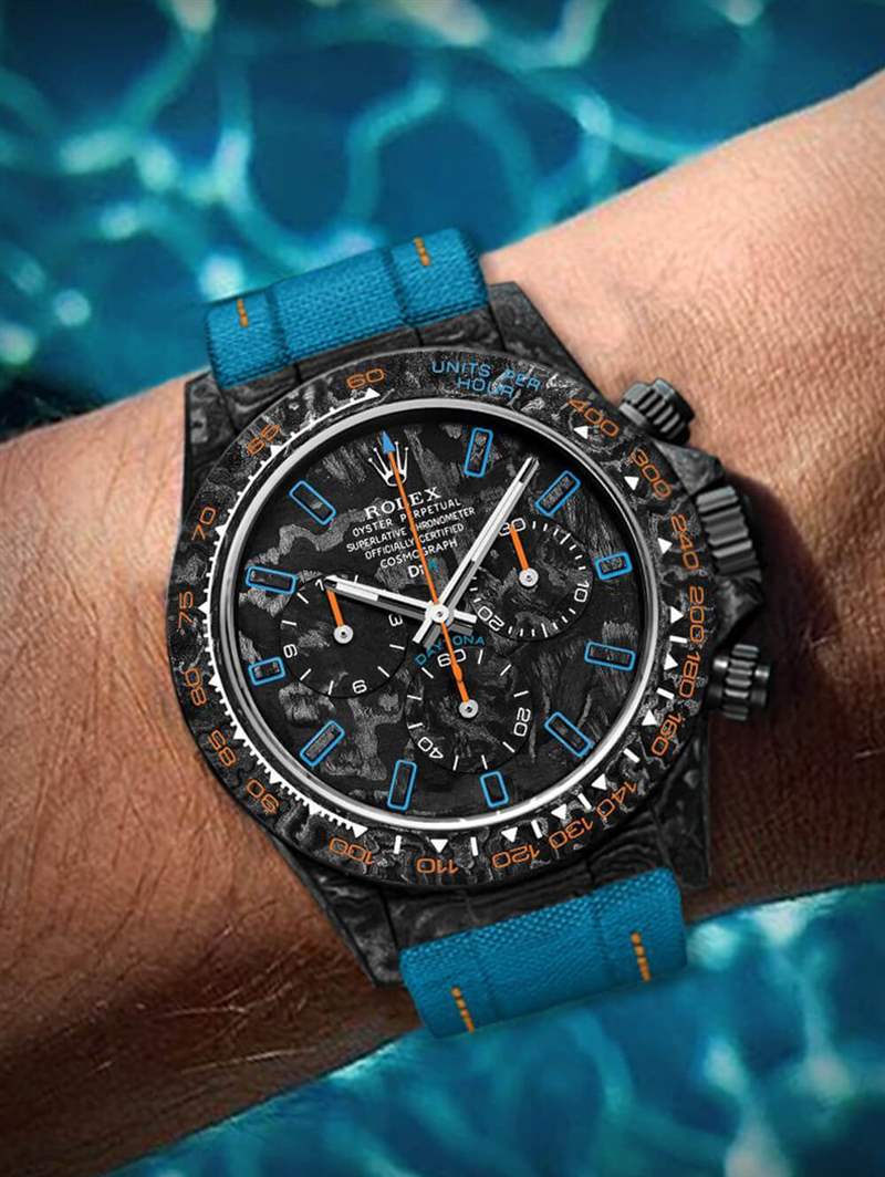 勞力士DIT獨(dú)特的褪色老化設(shè)計(jì)40毫米碳纖維紋理改裝表-復(fù)刻表