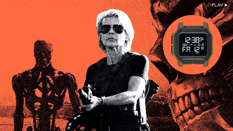 看電影琳達漢密爾頓殺死了戴著數字尼克松手表的電子人,在她的回歸中飾演莎拉康納在“終結者:黑暗命運”中-復刻表