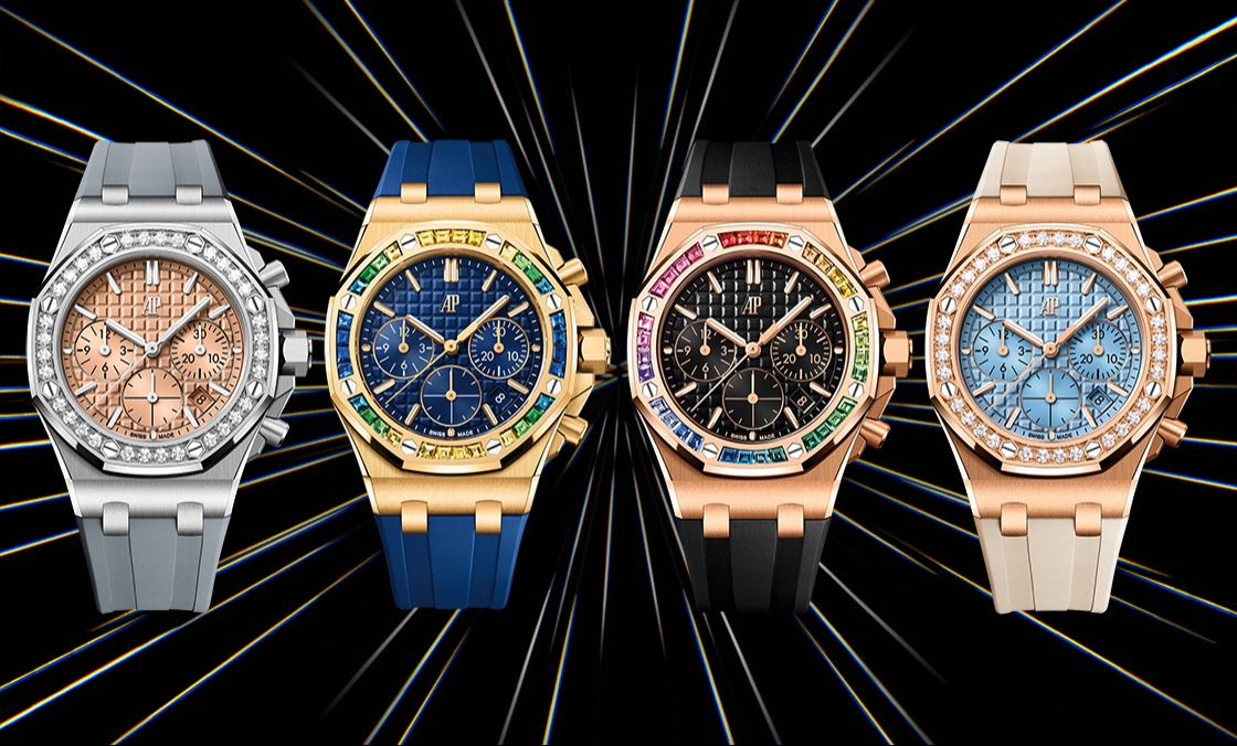 寶石圈與彩色面盤的華麗方程式｜AP皇家橡樹離岸型37毫米自動上鏈計時碼表-復(fù)刻表